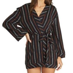Billabong striped open jacket tie shirt/cover-up